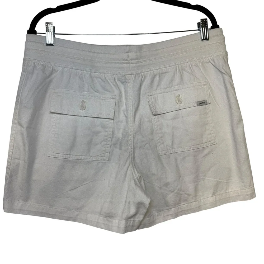 White Casual Drawstring Waist Cotton‎ Blend Shorts Capsule Wardrobe Classic Sz L